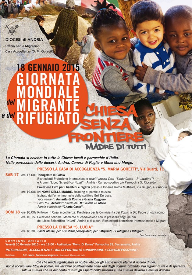 “Chiesa senza frontiere, madre di tutti”, 18 gennaio giornata mondiale del migrante e del rifugiato